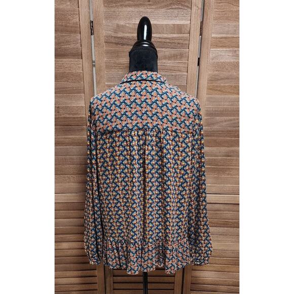 Maeve By Anthropologie Orange Janie Flounced Peasant Long-Sleeve Blouse Size 14 - Picture 7 of 8